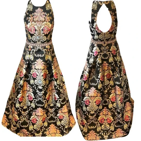 Jovani 48394 Metallic Floral Beaded Gown Size 6 Multi Color - Picture 2 of 15